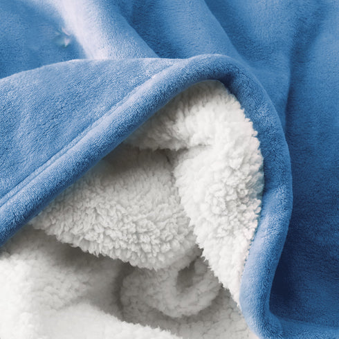 Florida Sherpa Flannel Blanket For All Season Warm and Super Soft For Double Bed 300 GSM - Blue